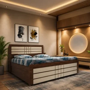 Premium Brown Upholstered Bed