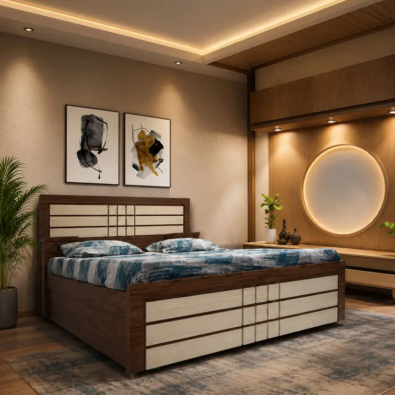 Premium Brown Upholstered Bed