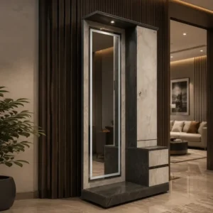 Tall Glass-Front Dressing Cabinet