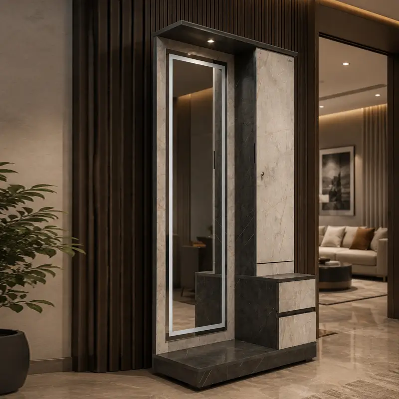 Tall Glass-Front Dressing Cabinet
