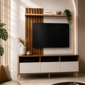 Premium Fluted Wood TV Unit